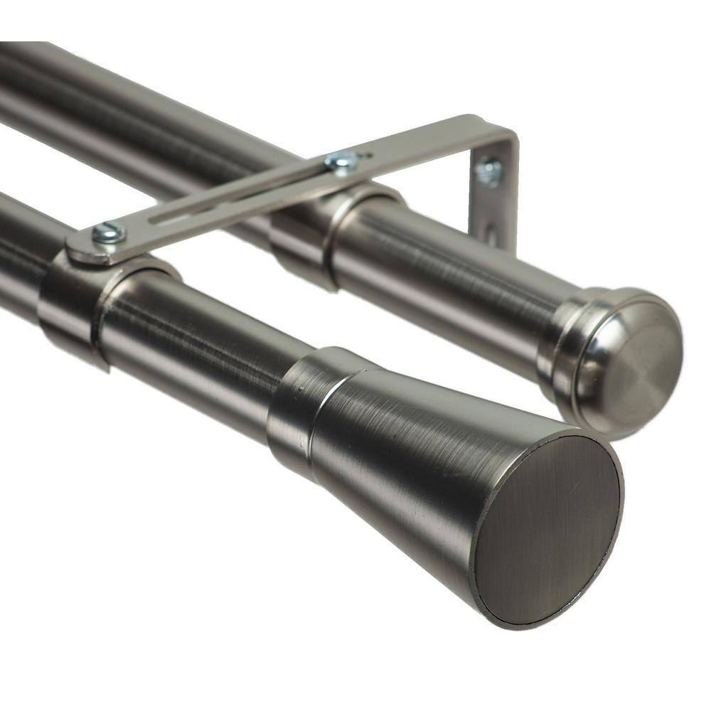 Duplex Window Rods Art Decor 120 in. Non-Adjustable 1-1/8 in. Double Window Curtain Rod ...