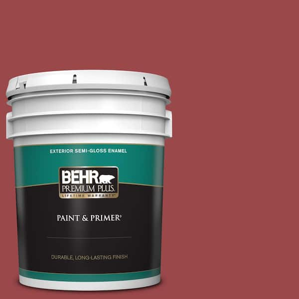 BEHR PREMIUM PLUS 5 gal. #150D-7 Regal Red Semi-Gloss Enamel Exterior Paint & Primer