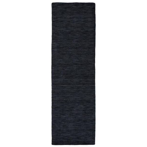 Weave & Wander Celano Black 3 ft. x 8 ft. Solid Runner Rug
