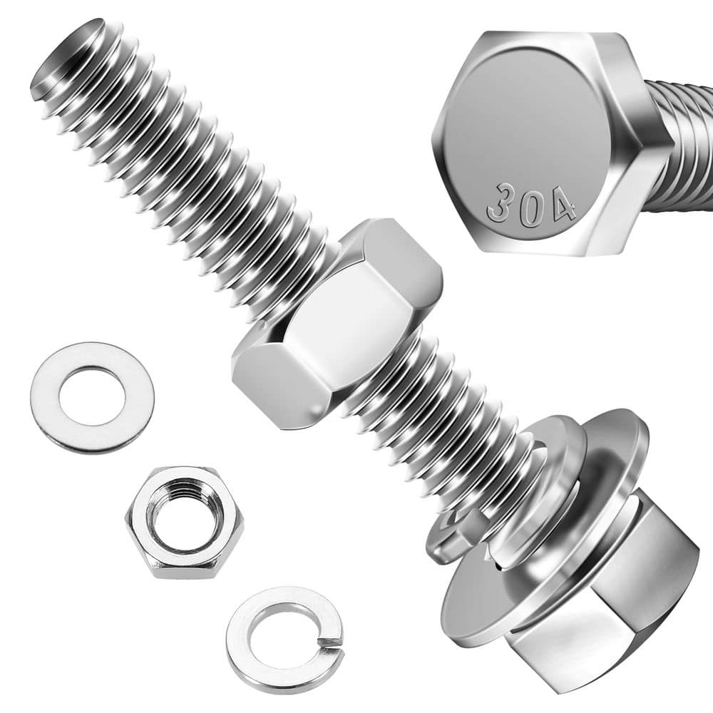 3/8 in. 16 x 2 in. Stainless Steel Uncoated Hex Bolt with Nut Washer and Lock Washer (6-Pack) price history on PriceWatchPro