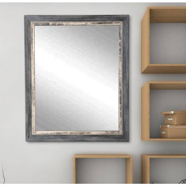 BrandtWorks Medium Rectangle Weathered Gray/Blue Contemporary Mirror (38 in. H x 32 in. W)