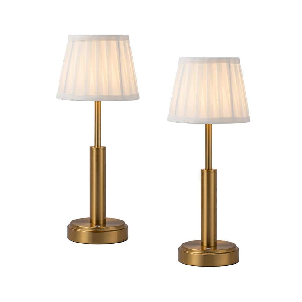 "16"" Rechargeable LED Table Lamp with Fabric Shade Touch USB Cordless in Antique Brass(2 Pack)" price history on PriceWatchPro