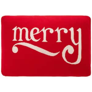 Be Merry Red 16 in. x 24 in. Throw Pillow