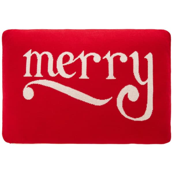 SAFAVIEH Be Merry Red 16 in. x 24 in. Throw Pillow