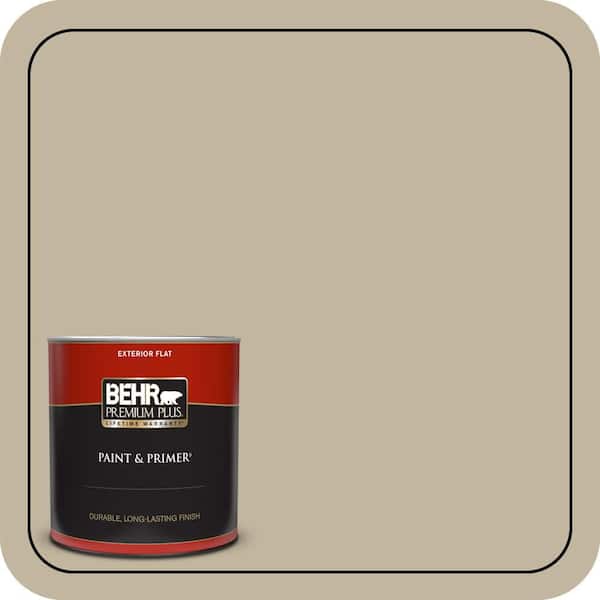 BEHR PREMIUM PLUS 1 qt. Home Decorators Collection #HDC-NT-09 Basic Khaki Flat Exterior Paint & Primer