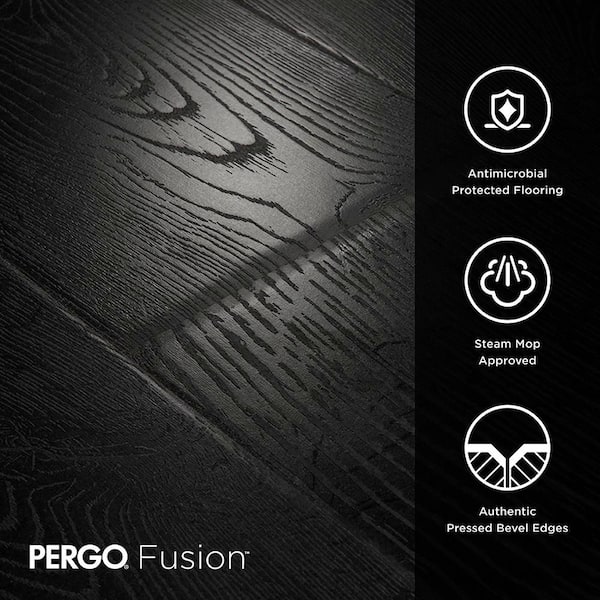 Pergo Fusion Night Black Oak 10 mm T x 7.48 in. W x 47.24 in. L