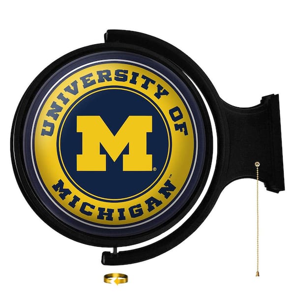 The Fan-Brand Michigan Wolverines: Original "Pub Style" Round Rotating Lighted Wall Sign (21"L x 23"W x 5"H)