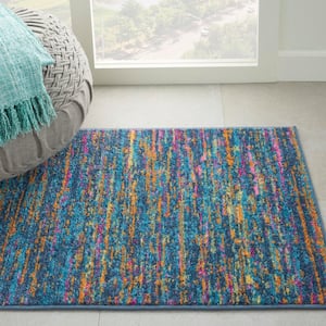 Passion Blue/Multicolor 2 ft. x 3 ft. Persian Modern Area Rug