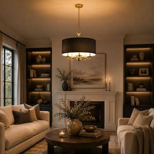 Emeritpro 6-Light Gold Chandelier with Crystal Shade, E12 Base for