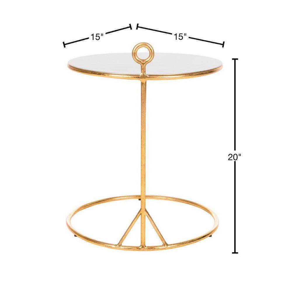 Elegant Transitional Round Metal Table in Gold with Grey Top