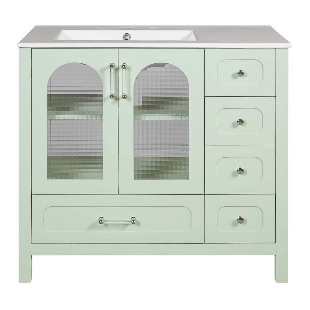 72 in. Single Sink Freestanding Green Bath Vanity with White Ceramic Sink Top price history on PriceWatchPro