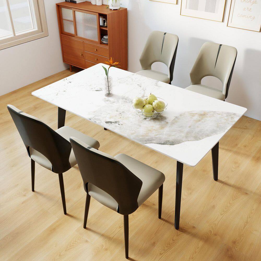 63 in. Pandora Sintered Stone with Black Metal 4 Legs Dining Table (Seats 6) price history on PriceWatchPro