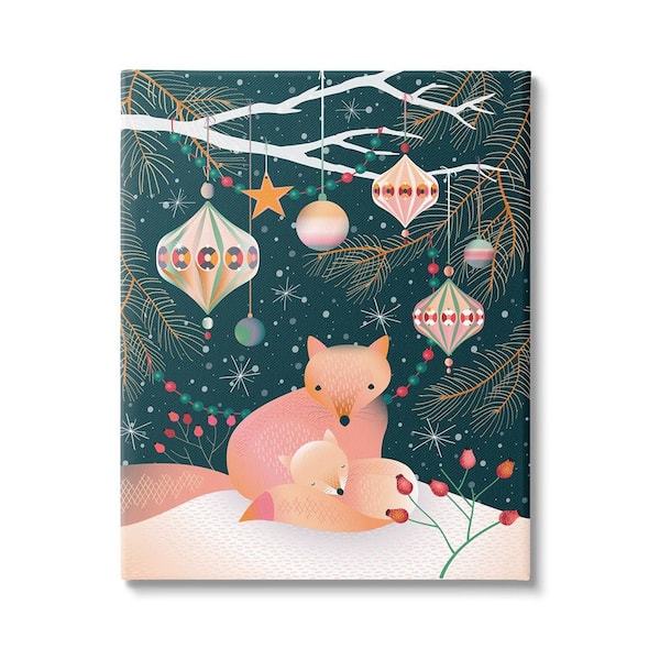 Stupell Industries Winter Foxes Beneath Tree by Verbrugge Watercolor 1-Piece Unframed Graphic Print Animal Poster Art Print 20 in. x 16 in.