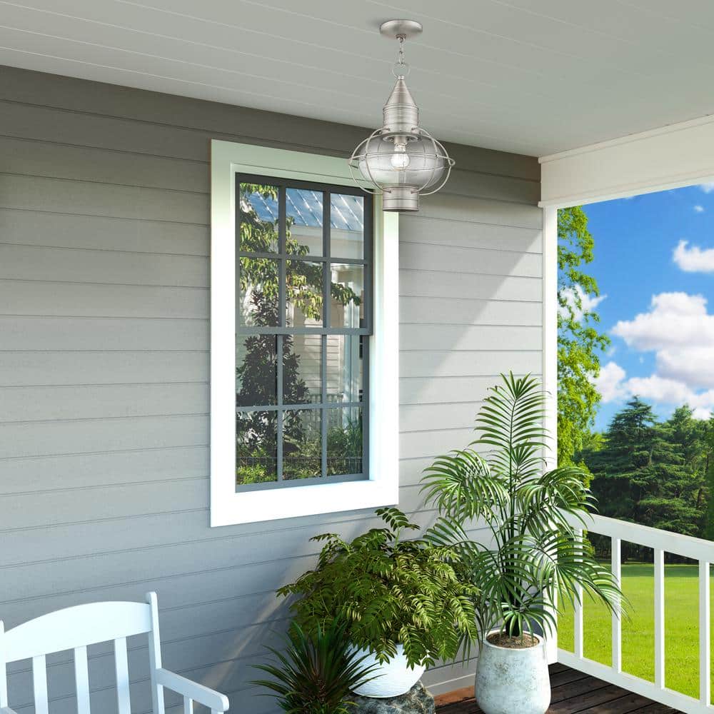 Brushed Nickel Globe Pendant Light with Clear Glass Shade