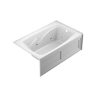 CETRA 60 in. x 36 in. Acrylic Right Drain Rectangular Alcove Whirlpool Bathtub in White