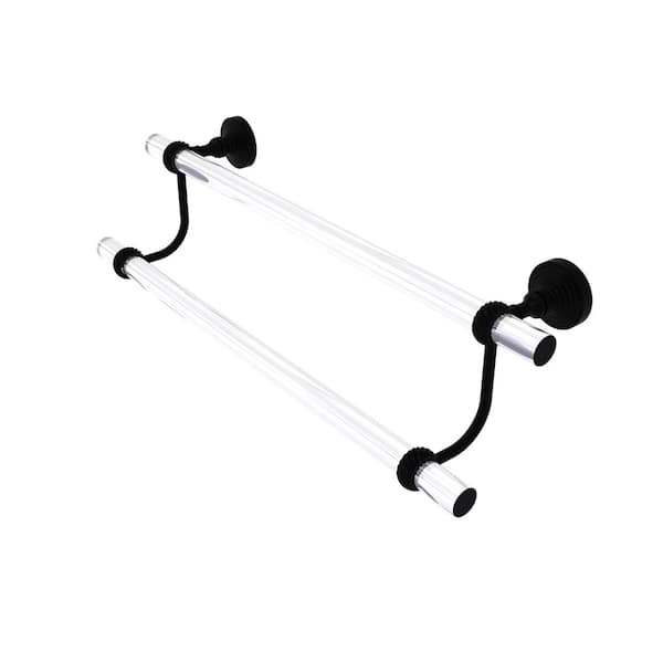 Allied Brass Pacific Grove Collection 30 in. Wall Mounted Double Towel Bar with Twisted Accents in Matte Black