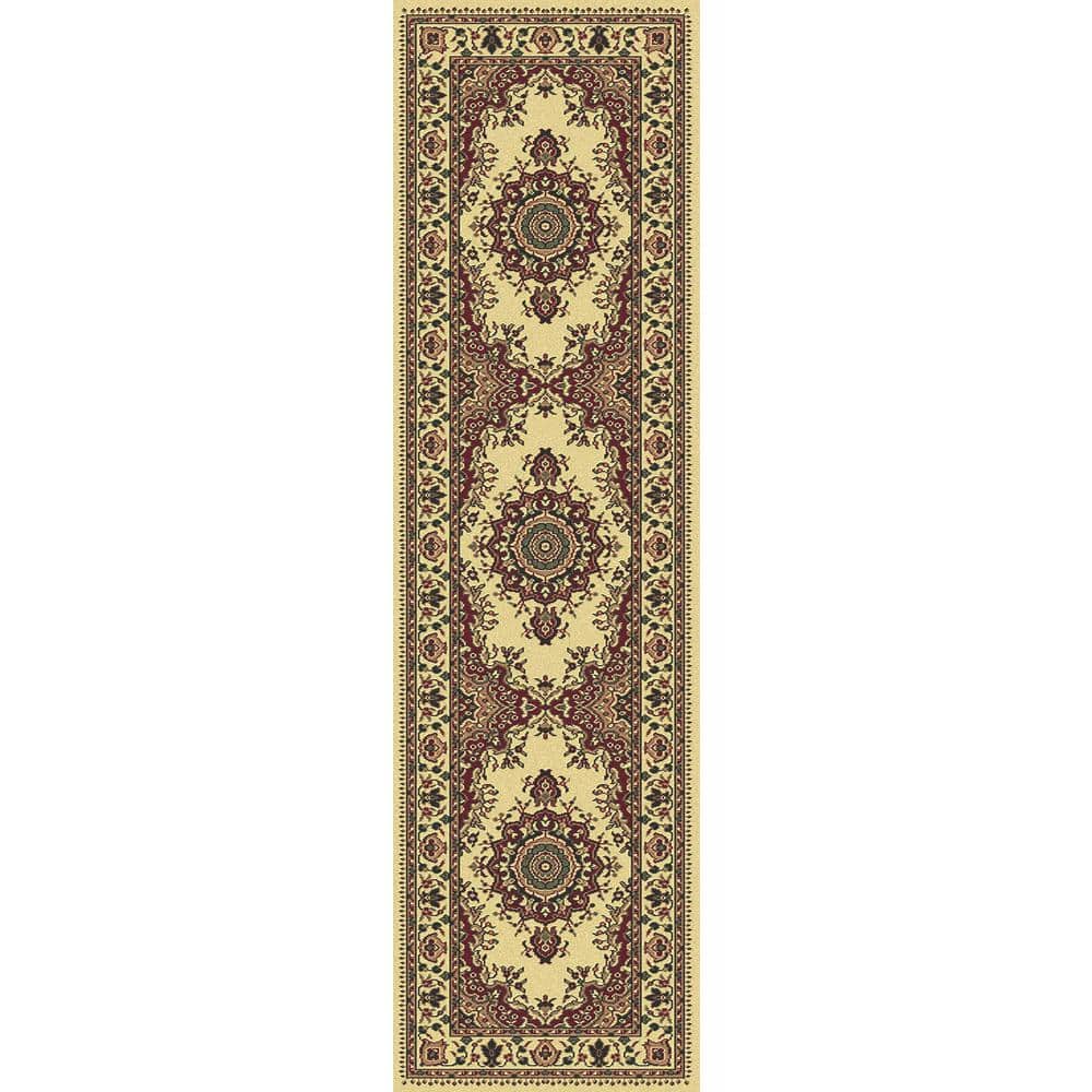 Castello Ivory 2 ft. x 7 ft. Traditional Oriental Medallion Area Rug