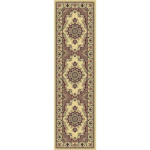 Castello Ivory 2 ft. x 7 ft. Traditional Oriental Medallion Area Rug