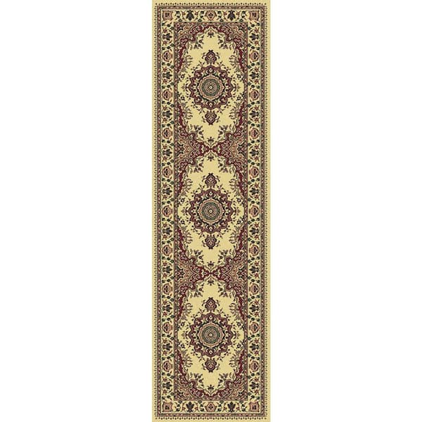 Castello Ivory 2 ft. x 7 ft. Traditional Oriental Medallion Area Rug