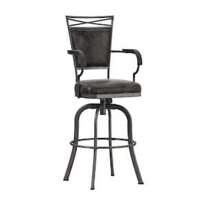 Bridgetown 22 in. Gray Full Back Metal 48.5 in. Bar Stool with Faux Leather Seat 1 Set of Included