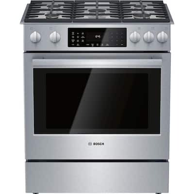 800 Series 30 in. 4.6 cu. ft. Slide-In Dual Fuel Range with Self-Cleaning Convection Oven in Stainless Steel