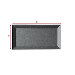 Secret Dimensions Glossy Gray Beveled Subway 3 in. x 6 in. Glass Peel and Stick Tile (12 sq. ft./Case)