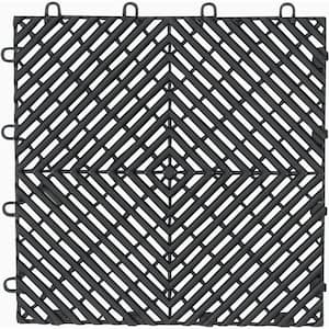 1 ft. x 1 ft. Charcoal Polypropylene Garage Flooring Drain Tile (4-Pack)