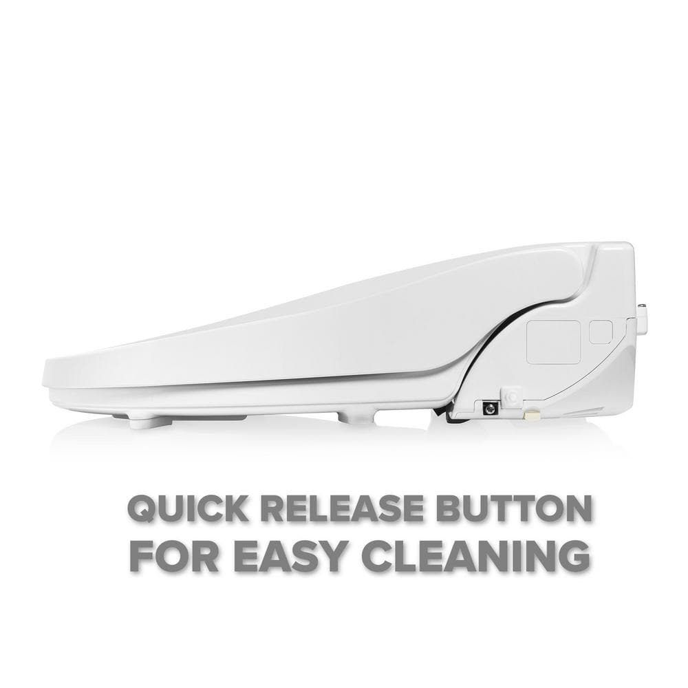 White Elongated Heated Bidet Toilet Seat with Remote Control