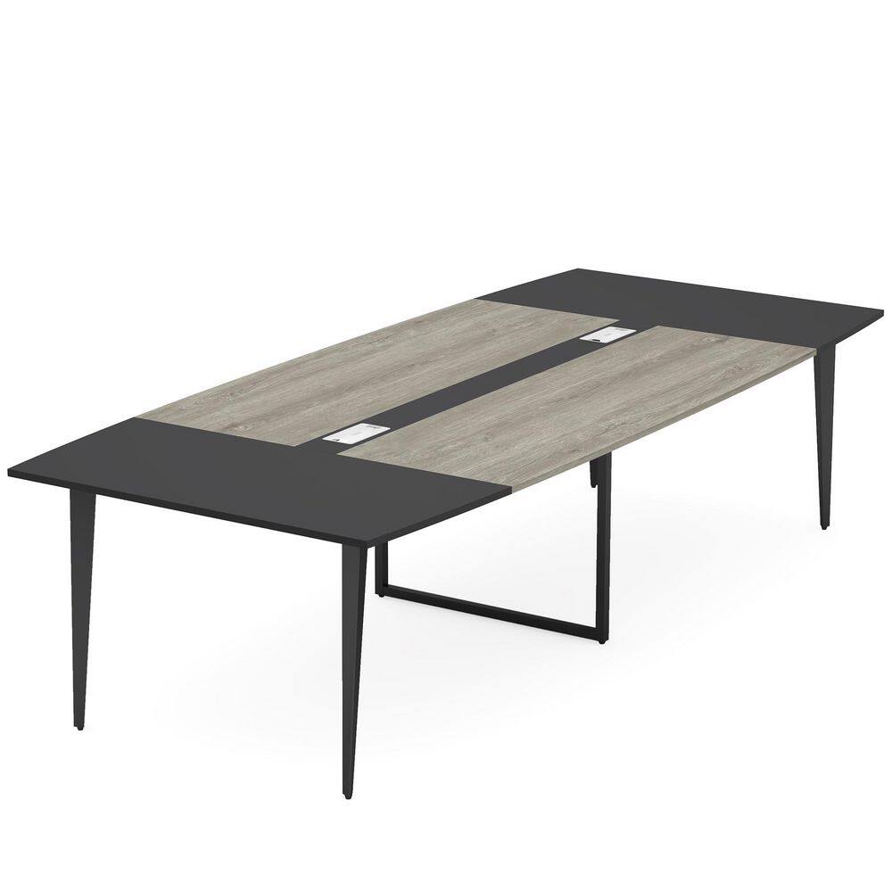 "94.48"" in. L Rectangle Gray Wood Computer Desk, Large Conference Table with Metal Frame for Meeting Room Seats 10" price history on PriceWatchPro