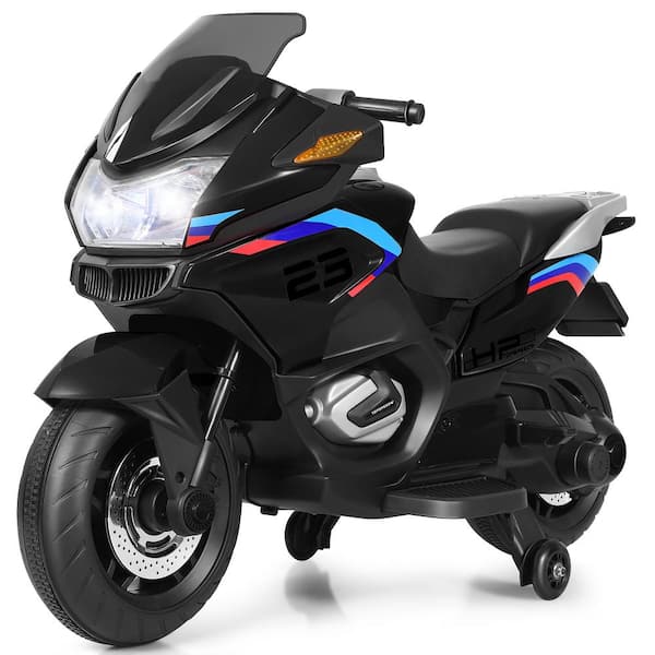 12.8 in. 3 Plus Years old Ride On Motorcycle Electric Motor Bike Black