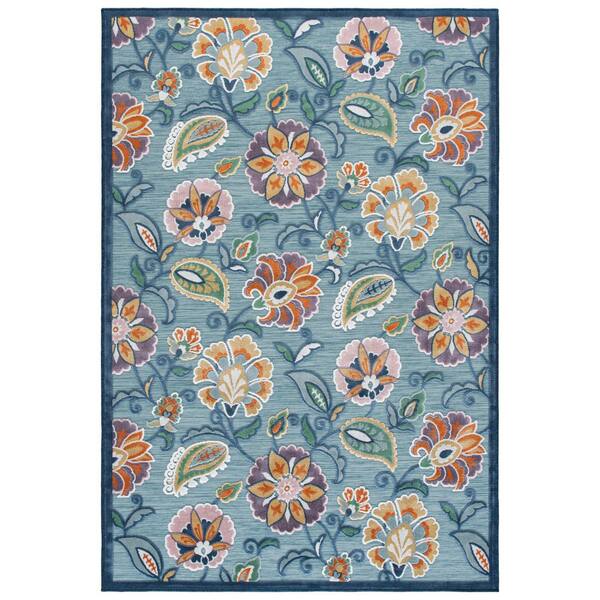 Cabana 5 x 8 Aqua/Multi Floral Area Rug