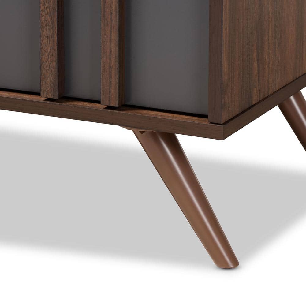 Retro Naoki 5-Drawer Chest in Two-Tone Gray and Walnut