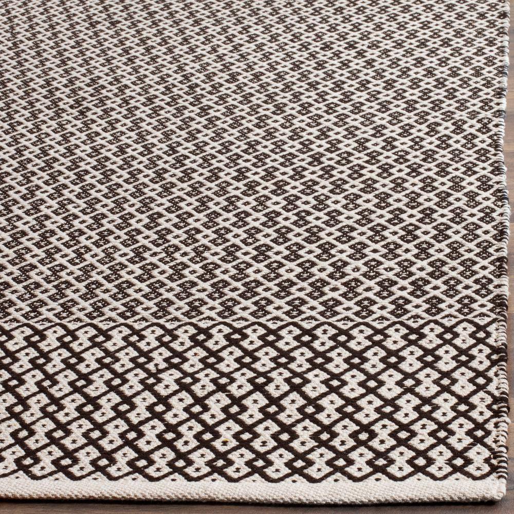 Ivory and Black Handwoven Cotton-Wool 8' x 10' Flatweave Rug