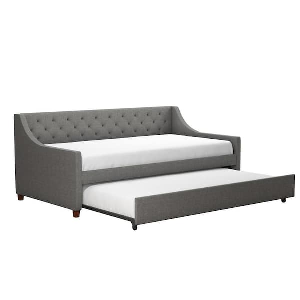 Novogratz Her Majesty Gray Linen Twin Daybed and Trundle 4330439N - The ...