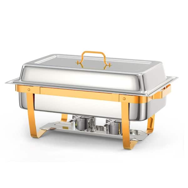 2 Pack 9.5 qt. Stainless Steel Chafing Dish Buffet Set w/Lid Holder, Spoon, Tweezers-for Catering, Parties, Weddings