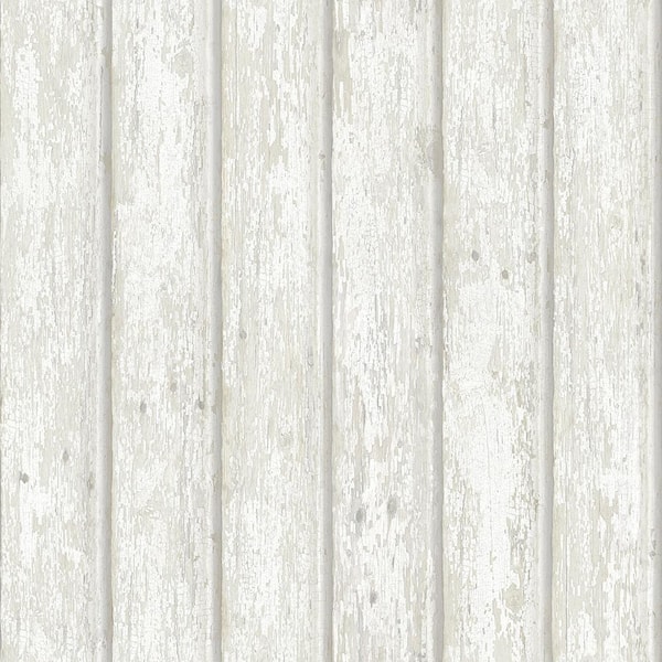 Chesapeake Jack White Weathered Clapboards White Paper Strippable Roll (Covers 56.4 sq. ft.)