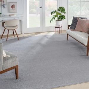 Essentials 10 ft. x 14 ft. Silver Gray Solid Contemporary Indoor/Outdoor Patio Area Rug