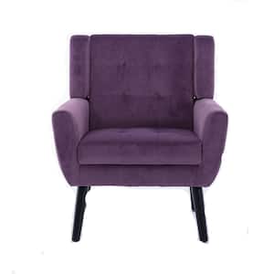 Purple Velvet Material Ergonomics Accent Arm Chair Living Room Chair Bedroom Chair Home Chair with Black Legs