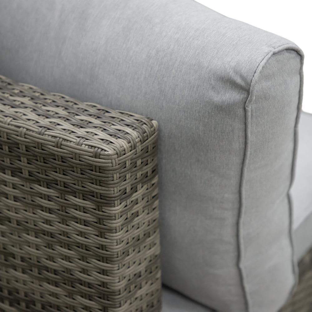 Barbuda 6-Person Gray Teak and Poly Rattan Outdoor Sectional Set