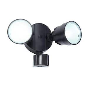 110 Degree 2-Head Black Integrated LED Motion activated Outdoor Flood Light