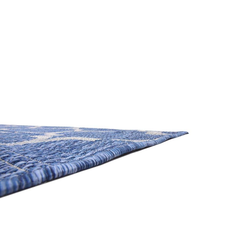 Navy Blue Trellis 9' x 12' Synthetic Outdoor Rug