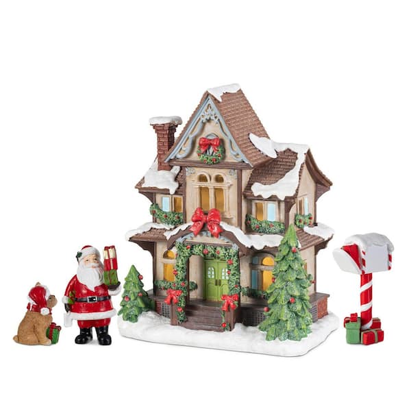 Glitzhome 7.5 in. H Christmas Lighted Resin Miniature House with