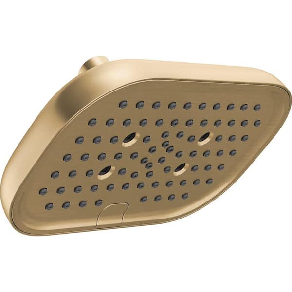 Gold H2Okinetic 6-Spray Patterns 9 in. Wall Mount Fixed Shower Head in Lumicoat Champagne Bronze