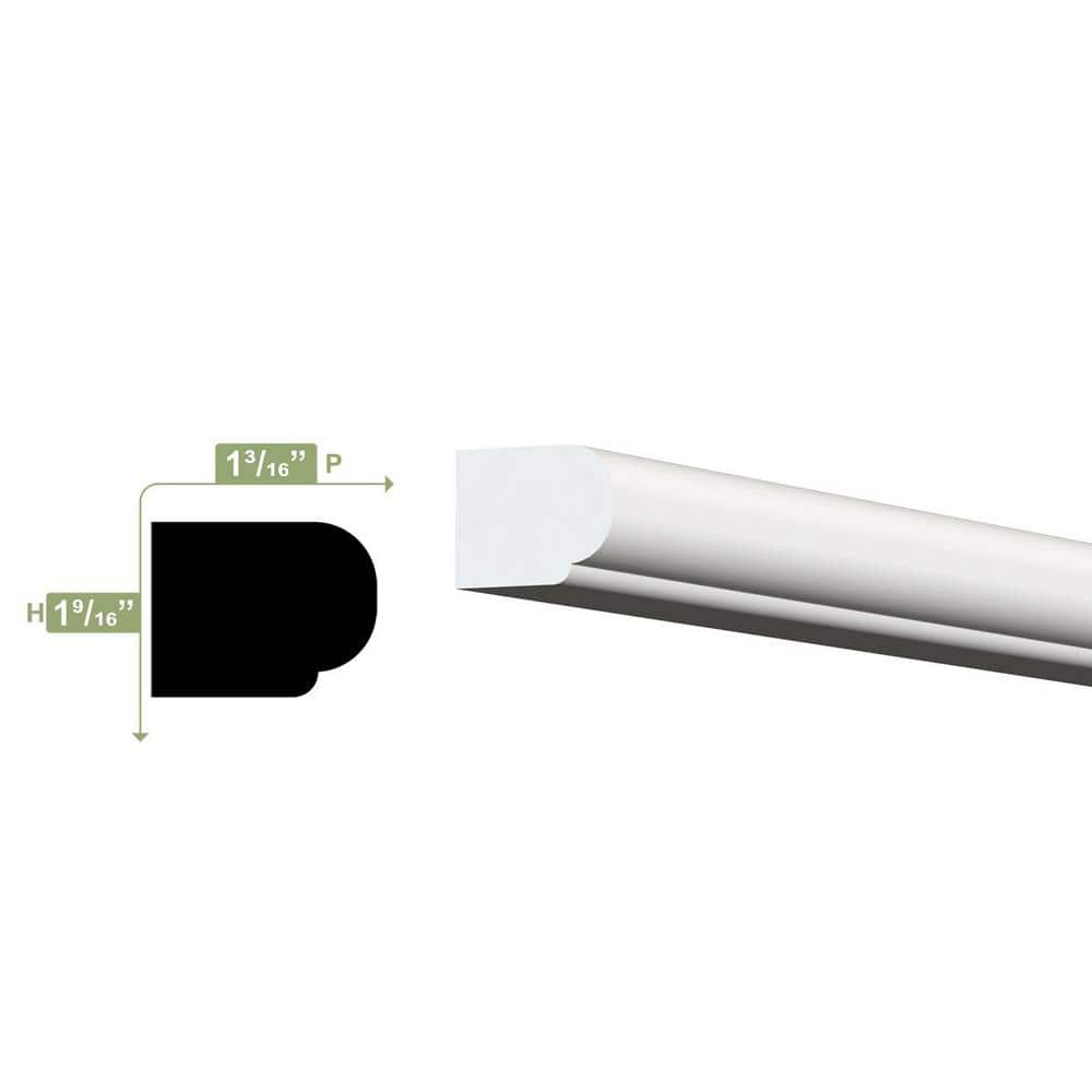 1-3/8 in. x 1 in. x 96 in. White PVC Decorative Baseboard Moulding