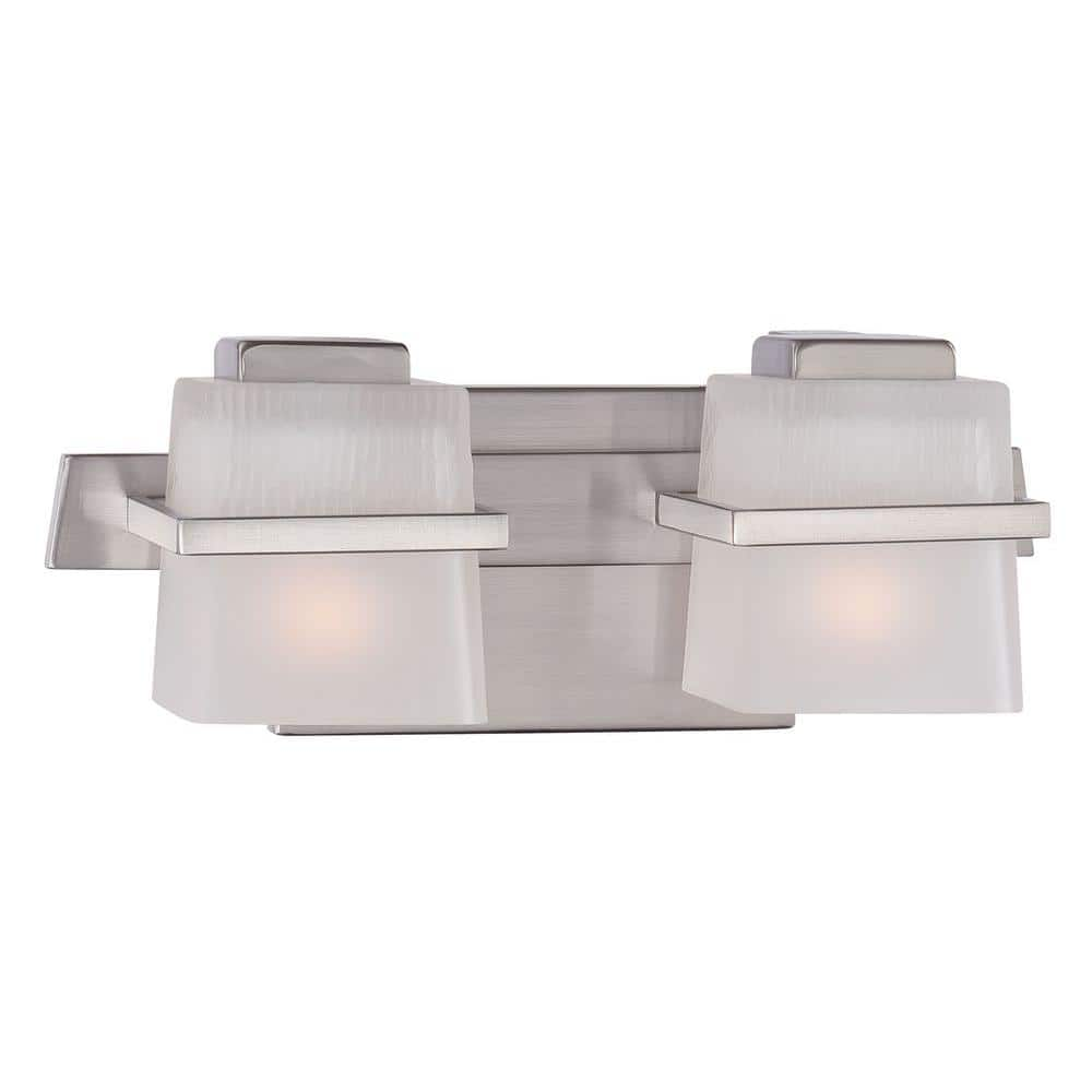 UPC 718212153024 product image for Harlin Hills 2-Light Brushed Nickel Vanity Light with Etched Glass Shades | upcitemdb.com