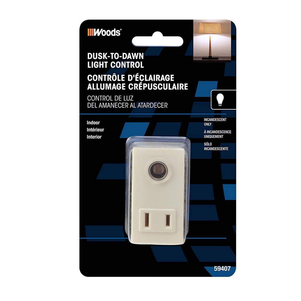 Off-White Indoor Plug-In Light Control with Photocell