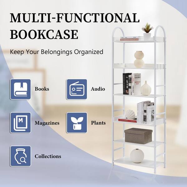 6 Tier Bookshelf,70.8 Inch Tall Bookcase Shelf Storage Organizer