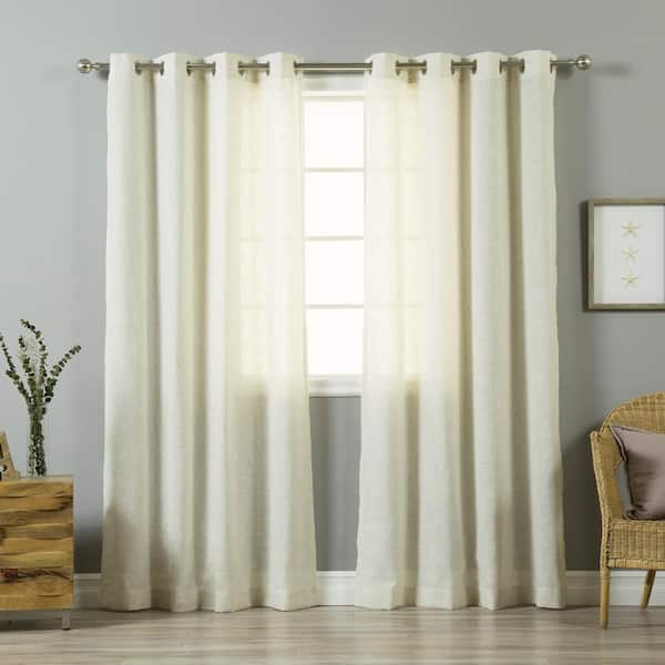 null Flax Linen Linen Grommet Room Darkening Curtain - 52 in. W x 84 in. L (Set of 2)