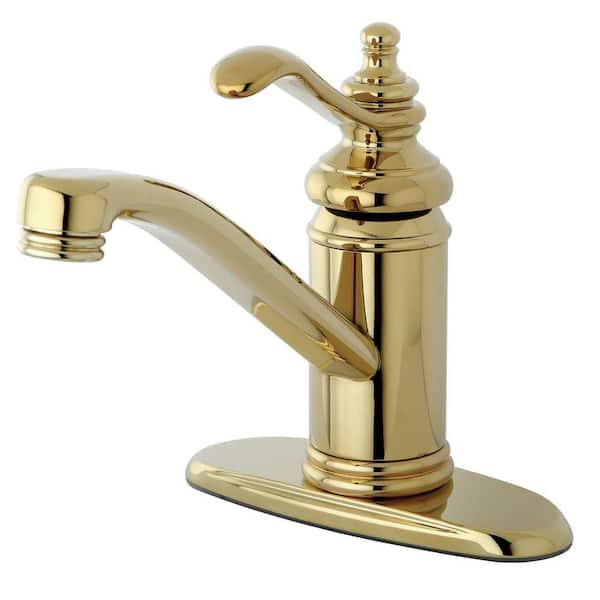 Kingston Brass 4 in. Centerset 1-Handle High-Arc Bathroom Faucet in Polished Brass