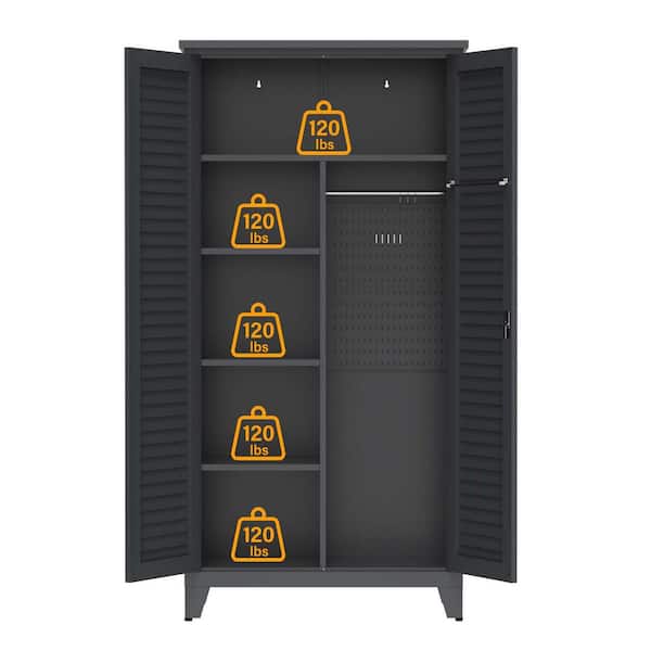 35 in. W x 17 in. D x 73 in. H Slate Metal Outdoor Storage Cabinet